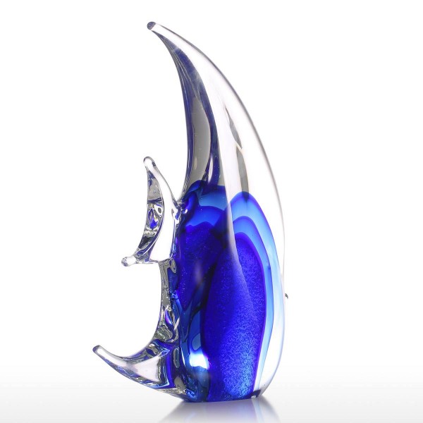 Pesci tropicali Figurine Regalo Ornamento di vetro Soffiato a mano Decorazioni per la casa Statuette di animali blu Accessori per la decorazione domestica