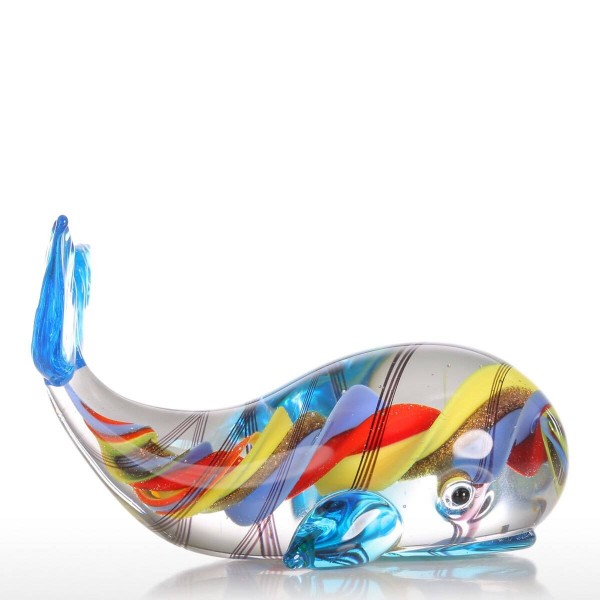 Whale Figurine Gift Glass Animal Mini Statuette Handblown Home Decor Accessori per la decorazione della casa moderna multicolore