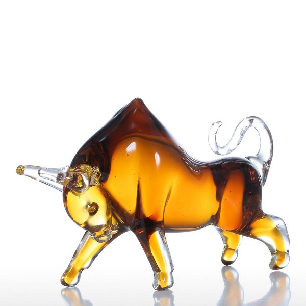 Decorazione domestica di vetro del mestiere del regalo del regalo di favore della figurina animale del figurine di vetro giallo del bestiame per il Ministero degli Interni