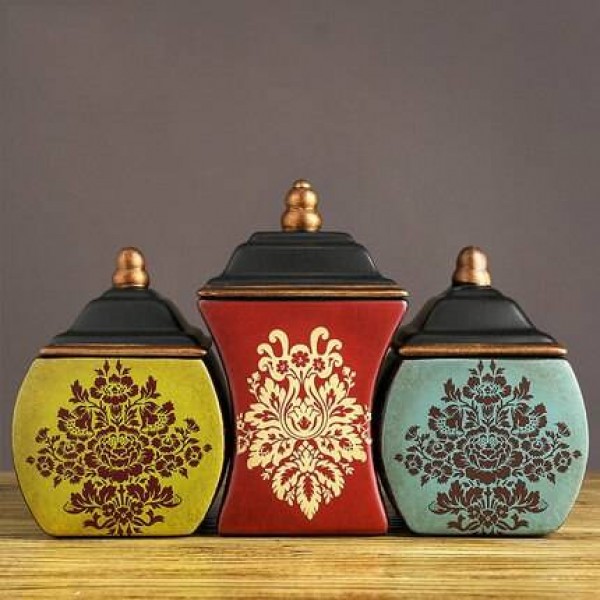 Vaso di stoccaggio in ceramica vintage Decorazione vaso Vaso Portico Soggiorno Creativo Decorazione Decorazione Barattolo con coperchio