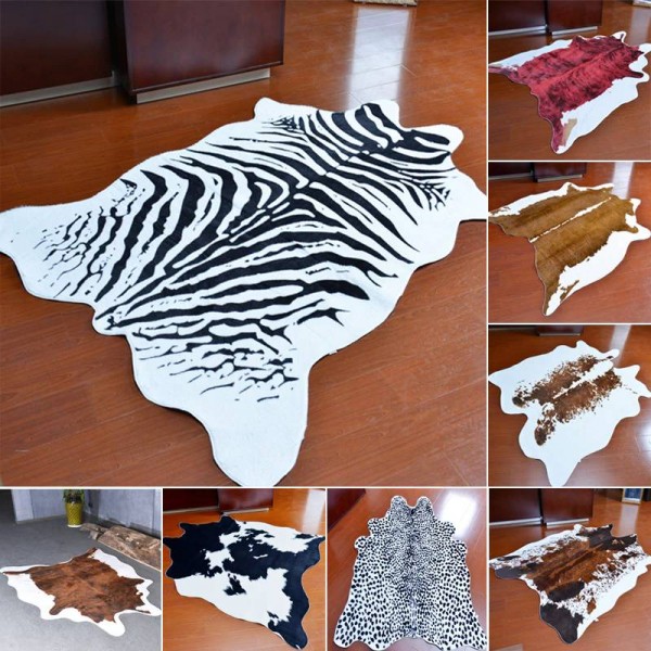 Zebra Mucca Leopard Carpet Imitazione Pelli di animali Forma naturale Tappeti Decorazione soggiorno di grandi dimensioni Tappetini antiscivolo