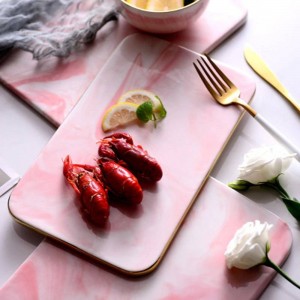 Piatto da pranzo in marmo ceramico da 10 / 12inch per tagliere per pizza per pane per frutta Taglio piatto piatto Rettangolo Stoviglie Stoviglie