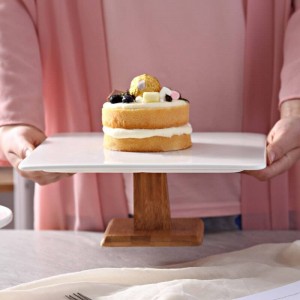 10 '' Quadrato in ceramica Portabottiglie Decorativo in legno di porcellana Composta da portata Vassoio Stoviglie per Budino Torta Chiffon Muffin Tiramisù