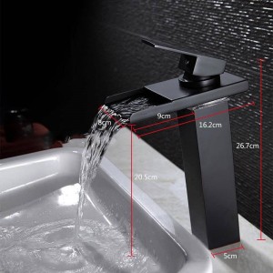 10.6 "Black Water Powered Rubinetto LED Rubinetto del bagno Rubinetto in ottone Rubinetto Cascata Rubinetti Rubinetto della gru a freddo caldo