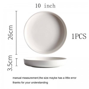 Piatto da 10 pollici Piatto in ceramica Insalata di frutta e verdura Piatto tondo Stoviglie per la casa Stoviglie Piattino da portata tirato a mano Piattino
