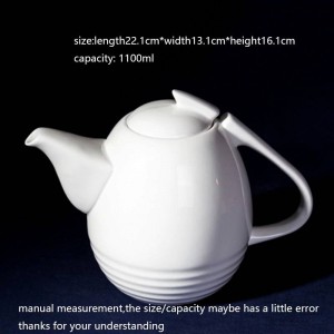 1100ml di caffettiera in stile europeo bianco caffettiera per tè in porcellana resistente al calore con osso in ceramica teiera / bollitore per acqua di grande capacità domestica