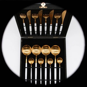 16 pezzi in acciaio inossidabile 18/10 coltello da bistecca forchetta argenteria da cucina stoviglie posate in oro bianco con scatola regalo trasporto di goccia