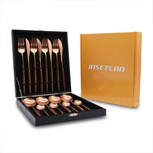 Set di posate da tavola in oro rosa 18/10 da tavola in acciaio inossidabile 18/10 per stoviglie da bistecca in acciaio inossidabile da 18 pezzi con set di stoviglie in confezione regalo Spedizione di goccia