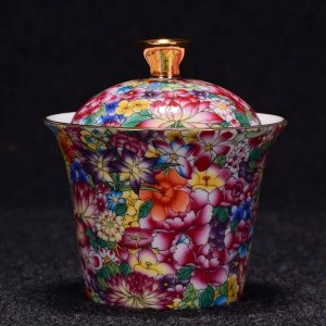 175ml Modello di fiore dipinto a mano Gaiwan Office Vintage Drinkware Master Tea Bowl con coperchio Kit Teiera Bollitore Regali