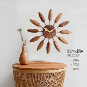 Orologio da parete in legno massello da 17 pollici Orologio da parete per soggiorno Design moderno Camera da letto Camera da letto Casa creativa Decorazione da fattoria muta