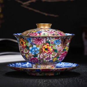 180ml Gaiwan Smalto dipinto a mano Noble Tea Bowl Porcellana in ceramica Bicchieri da tè Articoli per la casa Decorazione per la casa Collezione Regali