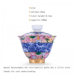 180ml porcellana argento Gaiwan ufficio tè cerimonia master cha ciotole coperchio piattino modello smalto dipinto a mano drinkware