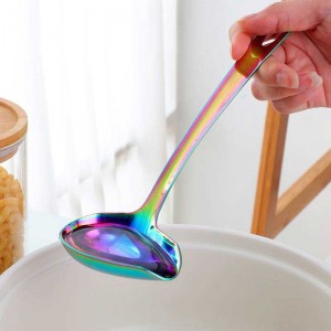 1 pz mestolo in acciaio inossidabile con manico lungo beccuccio pentola calda con intaglio zuppa di anatra bocca a forma di utensili da cucina