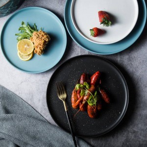 1PC Piatti da tavola in ceramica Manzo Piatto Piatto Stoviglie Tondo Piatto da dessert tinta unita Piatti semplici e creativi per taglierini per insalata