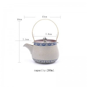 260ml Modello vintage Teiera in ceramica Teiera Set da tè Kung Fu creativo Rame Impugnatura Pentola Caffè Bollitori per latte