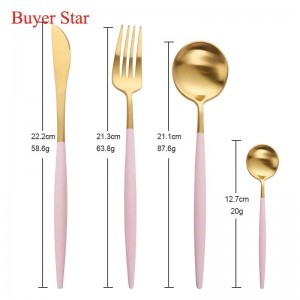 Set di stoviglie in acciaio inossidabile di vendita calda da 4 pezzi Set da tavola occidentale di alta qualità Set di posate da tavola con forchetta e coltello da tavola con confezione regalo
