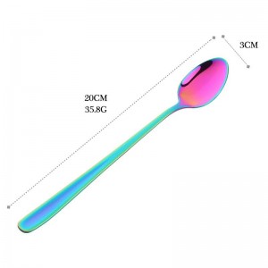 Cucchiaio da gelato in acciaio inossidabile a 4 pezzi Manico lungo arcobaleno Dessert da tè Tè Caffè Oro Colorato Scoop Accessori per bar Strumenti