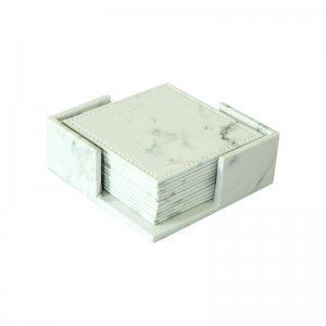 6 pz / set Stampa Marmorizzazione Sottobicchieri PU Moderno Tappetino Tazza Da Caffè Sottobicchieri Tappetini Pad Bianco Desktop Antiscivolo Pad Decorazione Della Tavola