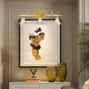American County TOILET Lampada da parete a specchio frontale Doccia in rame europea Lampade a LED in vetro impermeabile