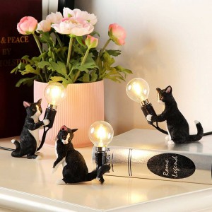 Art LED Interruttore di accensione / spegnimento UE / USA bianco nero grigio gatto gattino lampada da tavolo animale lampada da tavolo luce per bambini luce notturna per animali