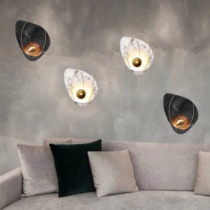 Applique da parete Art Nordic a LED in resina nera bianca Lampada da parete 110v 220v da ristorante in hotel Lampada da parete in marmo bianco