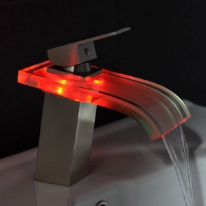 Rubinetto per lavabo Cascata per bagno Rubinetto per LED Cascata in vetro Rubinetto per bagno in ottone Rubinetto per lavabo da piano Rubinetto per lavabo LH-16802