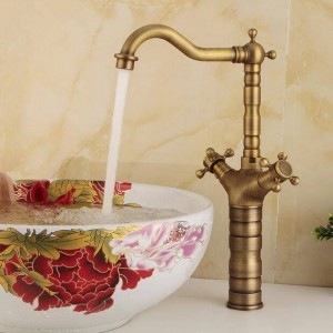 Rubinetti per lavabo Rubinetto per lavabo in ottone antico Rubinetto per doccia a 360 gradi Doppio manico a croce Rubinetto per vasca da bagno Miscelatori XT946