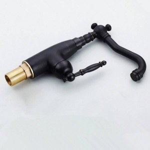 Rubinetti per lavabo Rubinetto per lavabo da bagno in ottone anticato nero Monocomando alto Rotazione beccuccio Vasca da bagno Miscelatore per miscelatore a freddo caldo AST1306