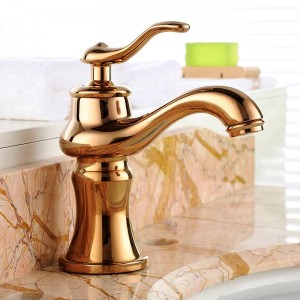 Rubinetti per lavabo Ottone Cromo Argento Bagno di lusso Rubinetto per lavabo Maniglia monoforo Lavabo Miscelatore acqua calda miscelatore freddo YLS5871-111