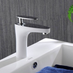 Rubinetti per lavabo Ottone Elegante bianco dorato Rubinetto per lavabo Bagno Maniglia per lavabo Miscelatore per acqua calda Miscelatore per acqua calda Gru per lavabo YLS822-11WK