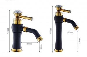 Rubinetti per lavabo Ottone Vernice bianca Dorata Lavandino del bagno Rubinetto Cristallo Leva singola Ruota beccuccio Miscelatore Acqua calda fredda LAD-7309DK