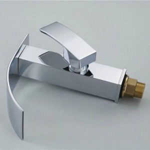 Rubinetti per lavabo Cromo Argento Ottone Cascata Bagno Lavandino Rubinetto Miscelatore monocomando grande bocca quadrata Miscelatore a parete Rubinetto 514
