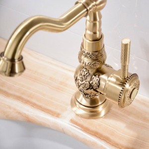 Rubinetti lavabo Deck Mounted Miscelatore monocomando lavabo da bagno Gru in bronzo antico Alta qualità Acqua calda e fredda XT941