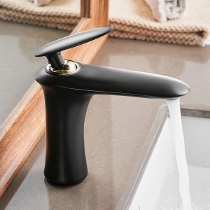 Rubinetti per lavabo Rubinetto per bagno elegante Miscelatore per lavabo acqua calda e fredda Finitura cromata Lavandino in ottone Gru per acqua Oro 855735