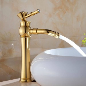 Rubinetti per lavabo Rubinetteria per bagno moderna montata su ponte color oro moderno Finitura nera con rubinetto per lavabo da bagno alto diamante 327
