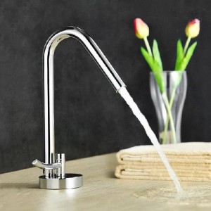 Miscelatore monocomando per lavabo rubinetto da bagno in argento cromato Lavello da cucina monocomando ad arco alto Miscelatore per acqua calda miscelatore acqua fredda LAD-801B