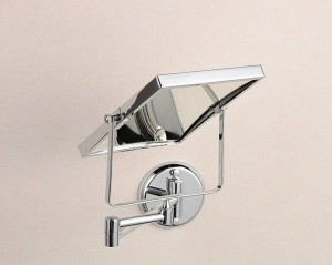 Specchi da bagno 3 x Specchio ingranditore per trucco Specchi cosmetici da parete Doppio lato Ottone Argento Quadrato Specchio del bagno 1758