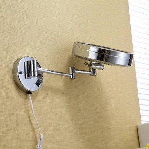 Specchi da bagno 8 "Specchio da bagno rotondo a parete da un lato Specchio da bagno a LED Specchio cosmetico Specchio ingranditore per signora 2098