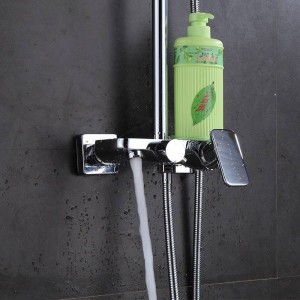 Vasca da bagno rubinetto doccia cromata Set doccia da bagno Rubinetto per vasca a muro Soffione doccia a pioggia Bar quadrato Miscelatore per bagno Set 877012