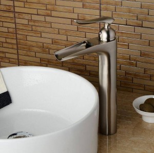 Miscelatore per lavabo a cascata a cascata per lavabo lavabo alto miscelatore nero / nichel lavabo rubinetto miscelatore miscelatore rubinetto per lavandino rubinetto LAD-412