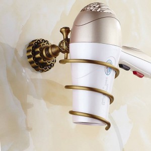 Mensole per bagno Porta asciugacapelli Portapiatti in ottone massiccio Portaoggetti per asciugacapelli Porta-soffiatore a parete Mensola per bagno FE-8612
