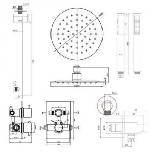 Set soffione doccia termostatico per bagno (valvola miscelatrice termostatica cromata + testa tenuta in mano)