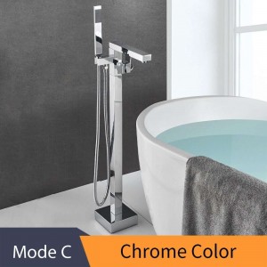 Rubinetto per vasca Ottone Cromo Montaggio a pavimento Rubinetto per bagno Girevole Beccuccio monocomando Vasca Riempitore Doccetta Spruzzatore Miscelatore 4016