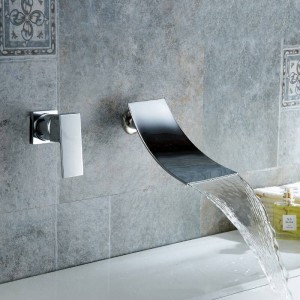 Rubinetto Vasca da bagno In Ottone Cromato Montaggio a parete Cascata Rubinetto Bagno Grande Bocca Quadrata Monocomando Lavello Lavello Miscelatore Rubinetto Acqua 9230L