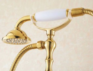 Rubinetti per vasca da bagno Rubinetti da pavimento dorati Rubinetteria per vasca da bagno Miscelatore per doccia in ottone Set doccia di lusso Rubinetto per vasca di lusso HJ-5028K