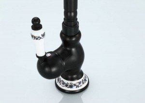 Rubinetto da cucina in ottone spazzolato nero / antico Lavandino del bagno Rubinetti in ottone Miscelatore Rubinetto 360 girevole 9066AP