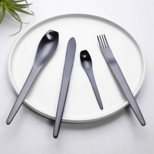 NERO Set di posate per forchetta in acciaio inossidabile opaco Coltello per forchetta Set di posate per dessert Coltello per forchetta Set di posate da trasporto drop shipping