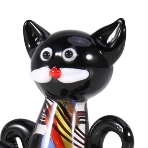 Black Kitten Mini Cat Figurine Vetro Animale Statua Ornamento Vetro Regalo di San Valentino Accessori decorazione della casa feng shui
