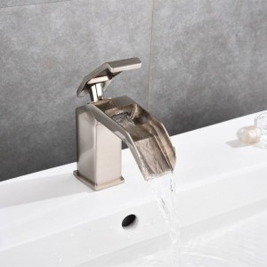 Rubinetto lavabo a cascata nero bagno gru nero montato su ponte lavabo rubinetto miscelatore freddo e caldo miscelatore lavabo rubinetto nero B565