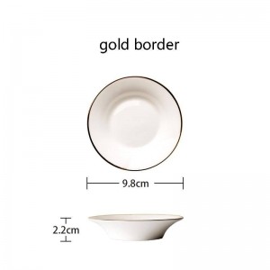Brief Platinum Gold Border Bone Small Weidie Condimento fatto a mano Piatto Stoviglie per la casa Salsa di soia Piatti per peperoncino Mini piattino